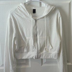 Shien Cropped White Zip Up